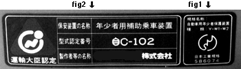 fig1:JIS(Japan Industrial Standard)mark, fig2:the approval mark of the Ministry of Transport.
