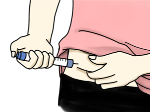 Scene of injecting the medication into the belly