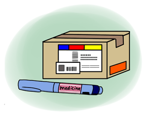 A box containing medication is delivered