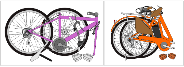 組み立てが必要な状態で届いた自転車のイラスト2種